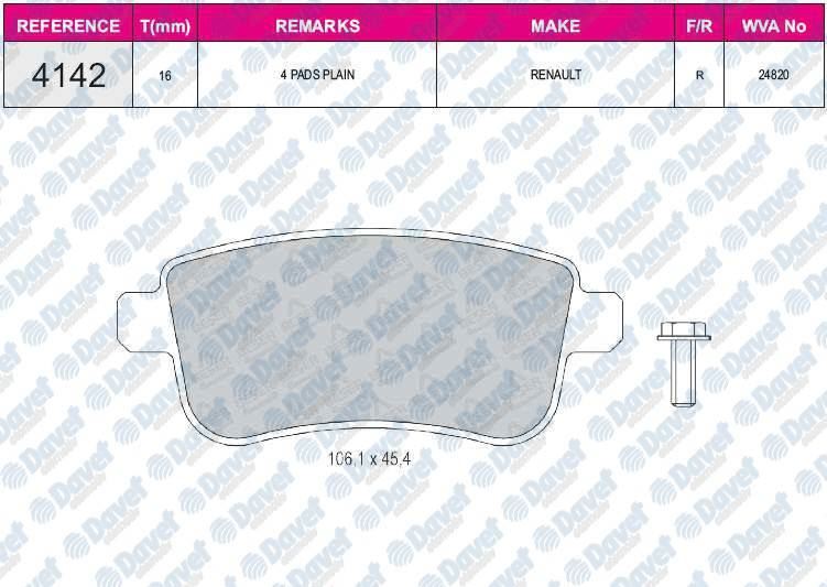 FERBE 69300 Fren Balatasi Arka Wva24820 Megane Iii Fluence (L30) Grand Scenic 08->